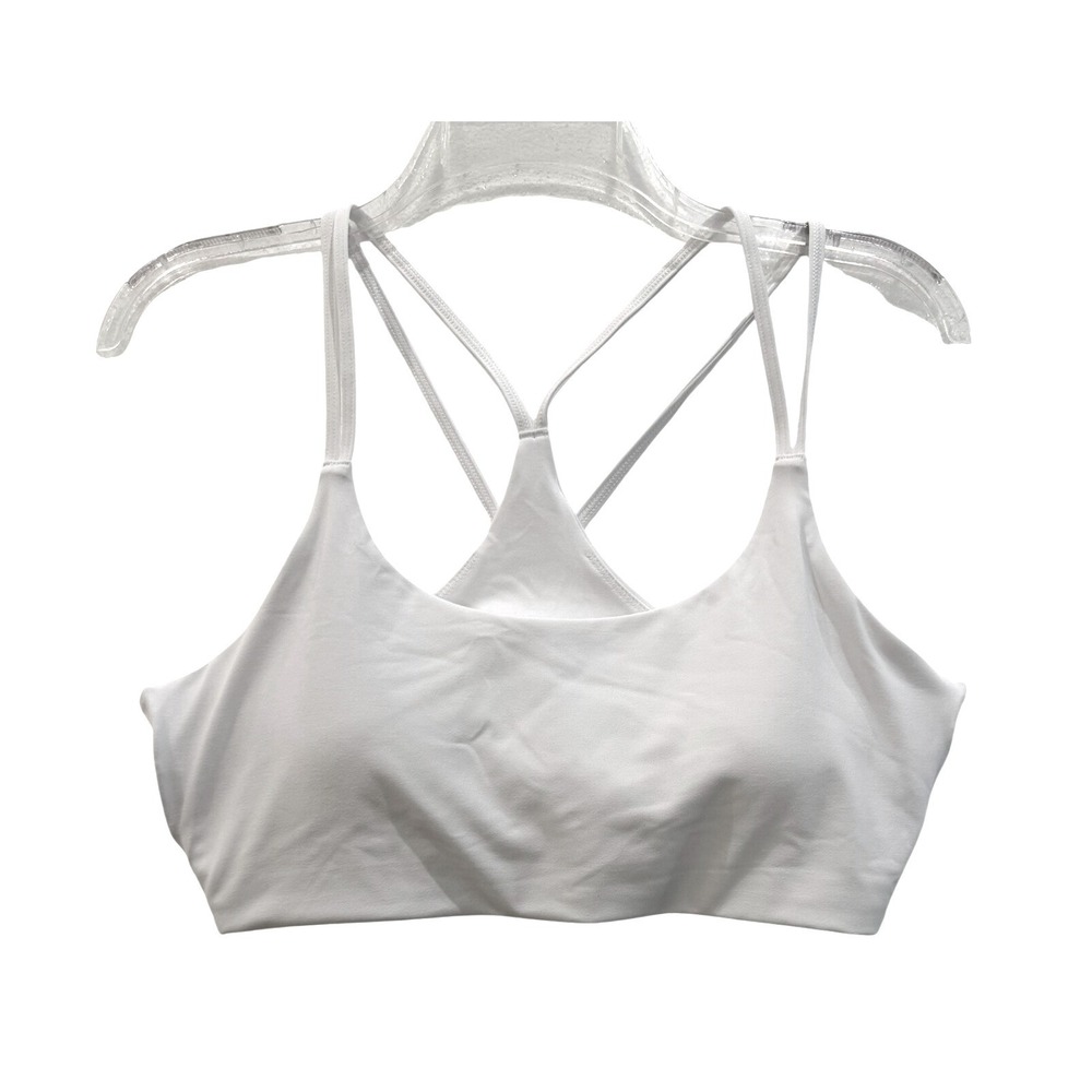 Fabletics White Strappy Racerback Sports Athletic Bra Large NWOT